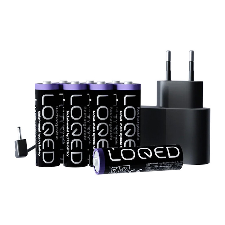 Set alimentare LOQED Power Kit, 8 acumulatori AA, cablu 3m, negru