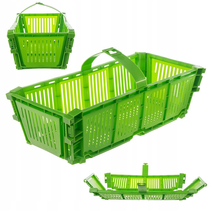 Cos pliabil KADAX pentru fructe si legume, capacitate 2 kg, verde, 40x18x11.5 cm