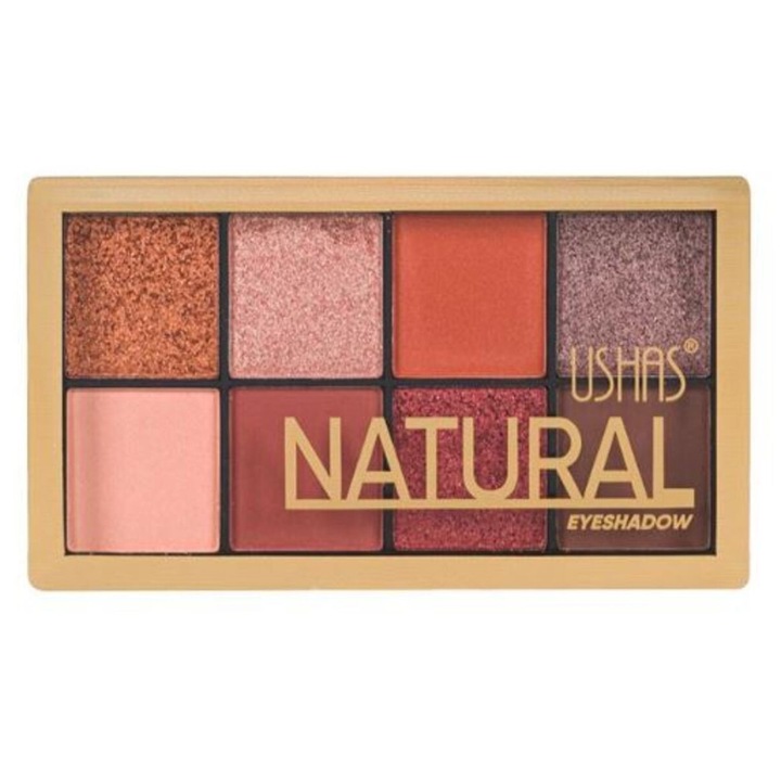 Paleta fard de ochi 8 nuante maro mat glitter