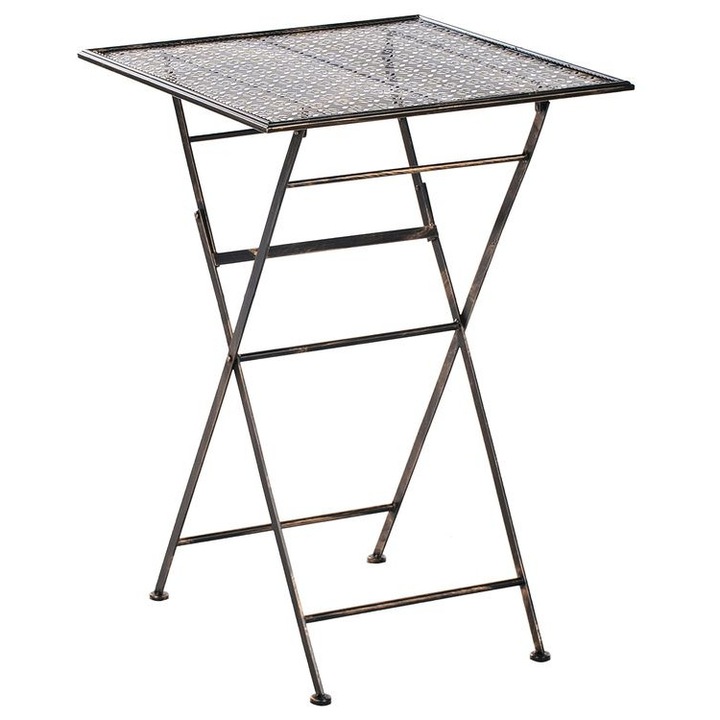 Masa pliabilă Beliani Bormio 60x60cm, metal, negru, stil retro