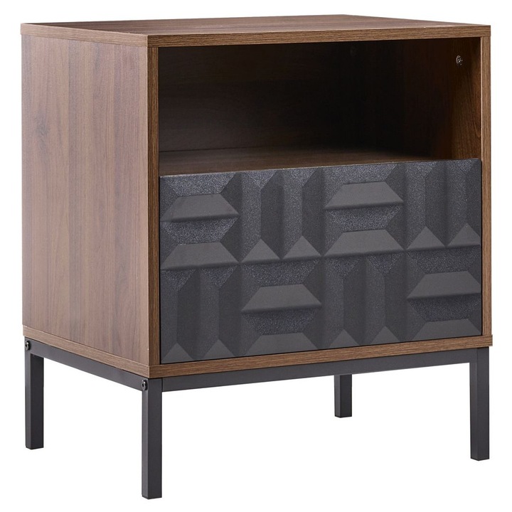 Noptieră Beliani Caraquet, 1 sertar, maro închis, 50x40x60cm