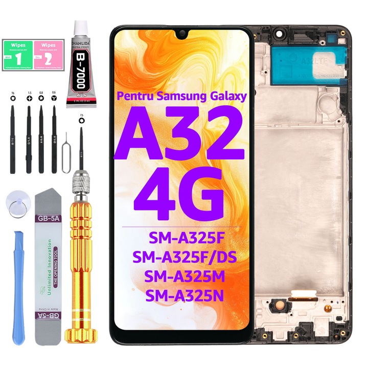 Дисплей LCD Incell за Samsung Galaxy A32 4G, SM-A325F, тъчскрийн с рамка, черен, Yodoit
