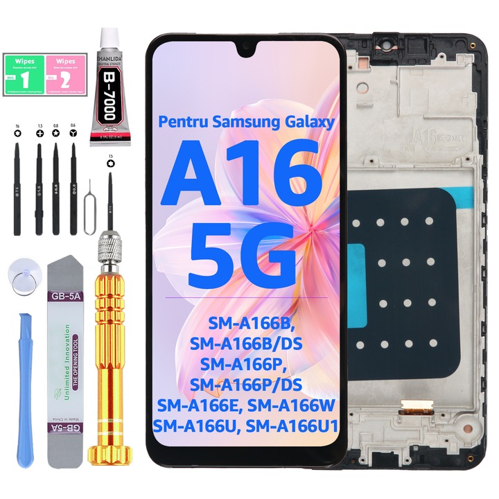 Дисплей LCD Incell за Samsung Galaxy A16 5G, SM-A166B, тъчскрийн с рамка, черен, Yodoit