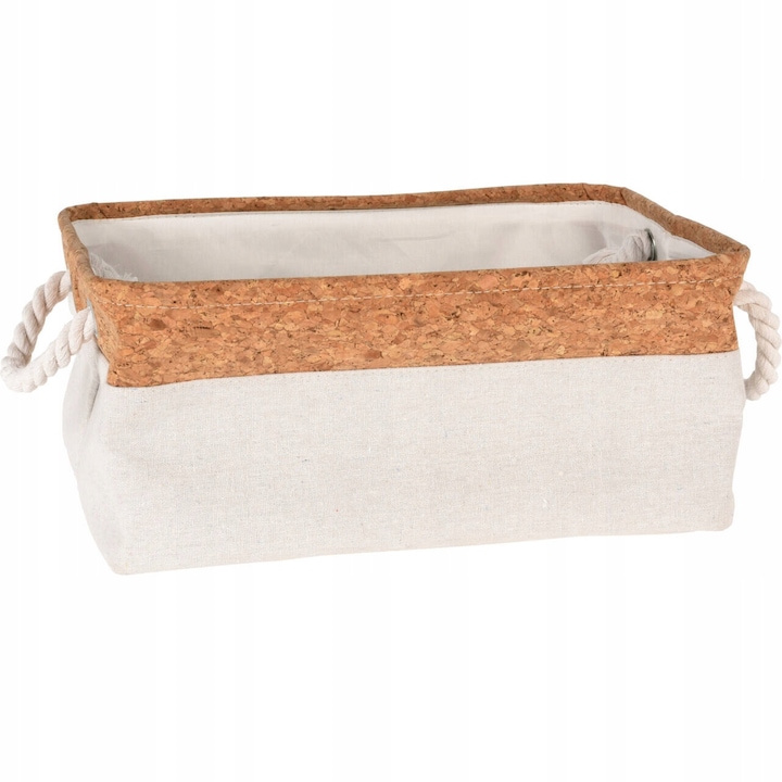 Cos de depozitare textil, Home Styling Collection, 36x25x17 cm, bej, cu manere