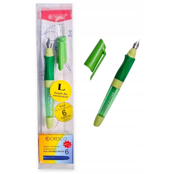 Cresco „First Pen” ergonomikus tollkészlet 6 királykék tintapatronnal bal kézre