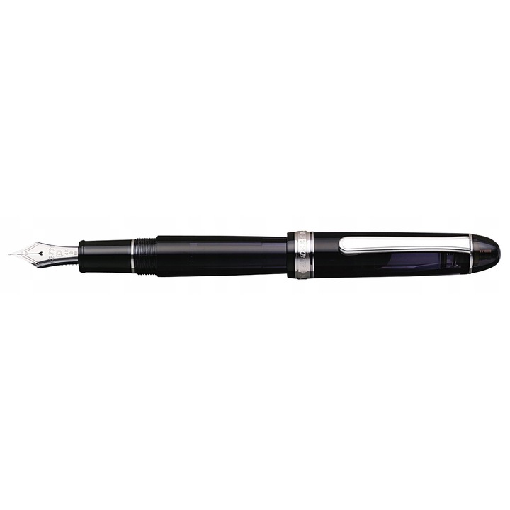 Platinum #3776 Century Black Diamond RT töltőtoll, fekete lakkozott test, 14K arany tollhegy, F méret