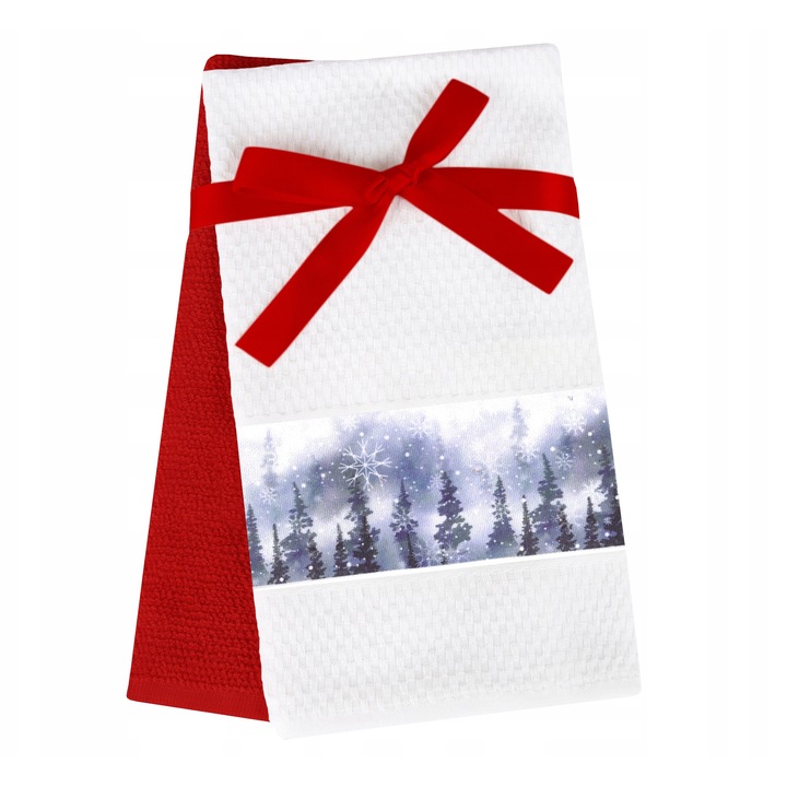 Set Cadou Prosop și Ștergar Bucătărie Greno, Bumbac 40x60cm, Design Crăciun