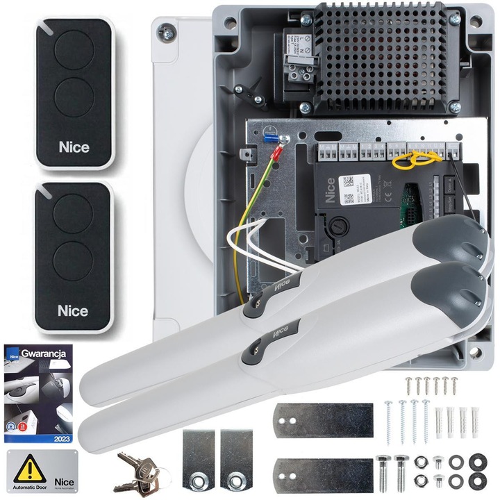 Set automatizare NICE Wingo 3524 24V pentru poarta cu doua aripi, 3,5m, 400kg, fara fotocelule