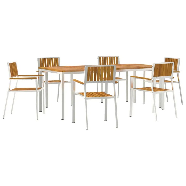 vidaXL Kültéri étkező szett 7 pcs Barna Tömör Akácfa 3334795