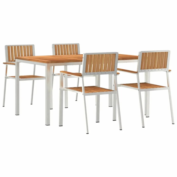 vidaXL Kültéri étkező szett 5 pcs Barna Tömör Teakfa 3334799