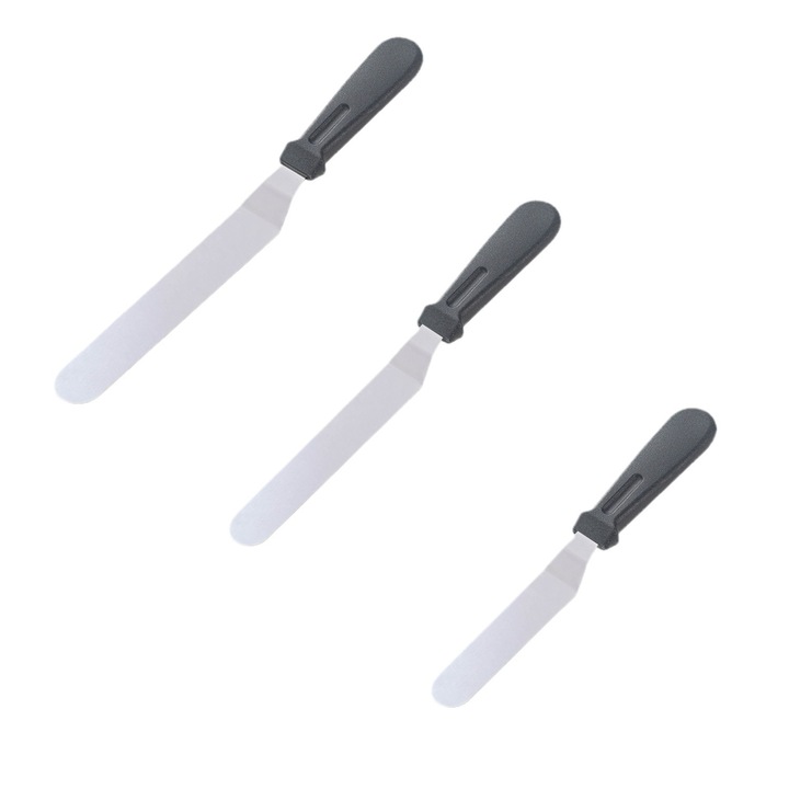 Set nou de 3 spatule pentru gem si unt de casa, Spatuleta de copt din inoxidabil pentru tort, Unelte de coacere