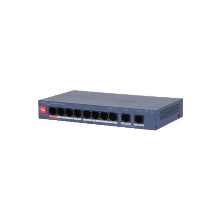 Switch fara management, CS4010-8ET2GT-60, 8 porturi RJ45 PoE, 2 porturi RJ45 Gigabit, 184,6x103,3x27mm
