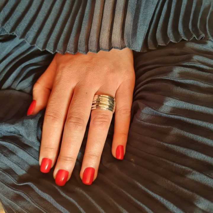 Inel argint 925, patinat, tip verigheta Spinner Monte Carlo, 17.3mm