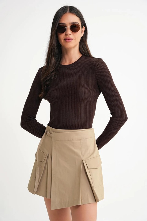 Top dama, Mixray, mulat, texturat, maro cafea, jerseu