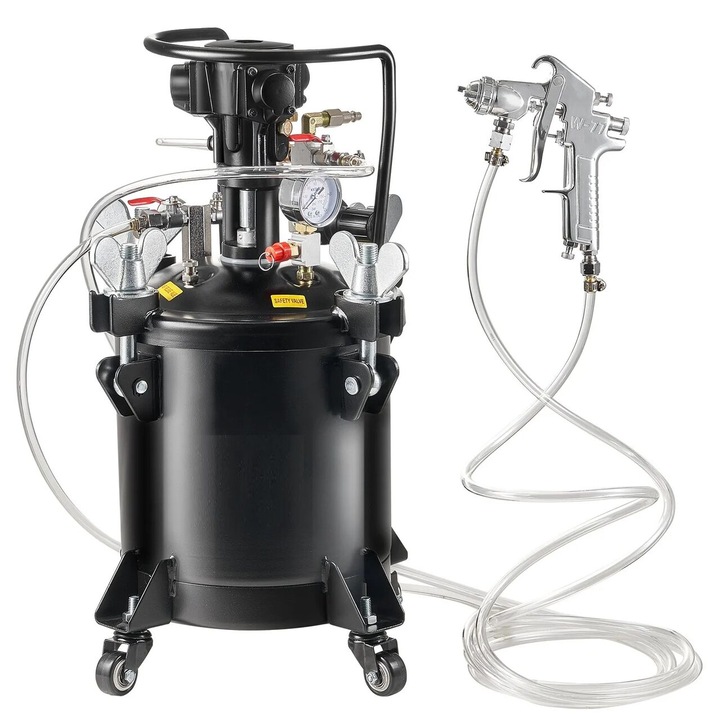 Sistem de vopsit cu rezervor sub presiune, 10 l, 4.1 Bar, Diametru duza 1.5 mm, 170-250 l/min, Manometru, 1 x pistoale