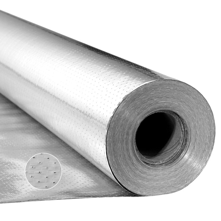 Rola folie termoizolantă, dublu reflectorizantă, aluminiu, 76, 2m x 1, 22m, grosime 0, 15mm