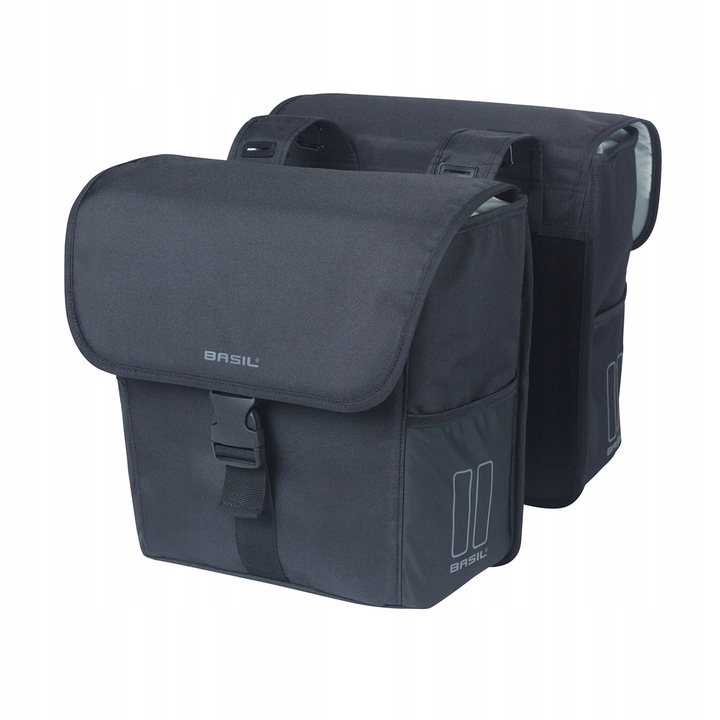 Geanta dublă portbagaj Basil Go Double Bag 32L, negru, rezistentă la apă, elemente reflectorizante