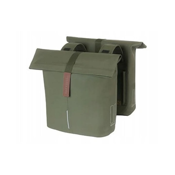 Basil City dupla csomagtartó táska 28-32L, mokkazöld, 12x29x30.5cm, univerzális rögzítés