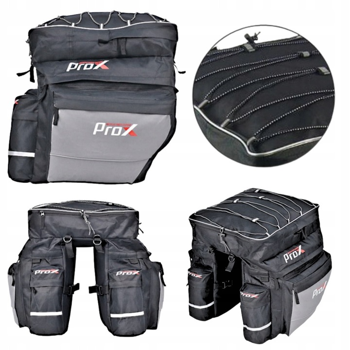 Чанта за багажник PROX MONTANA 43L, водоустойчива, полиестер 600D, черна, 36x14.5x40cm
