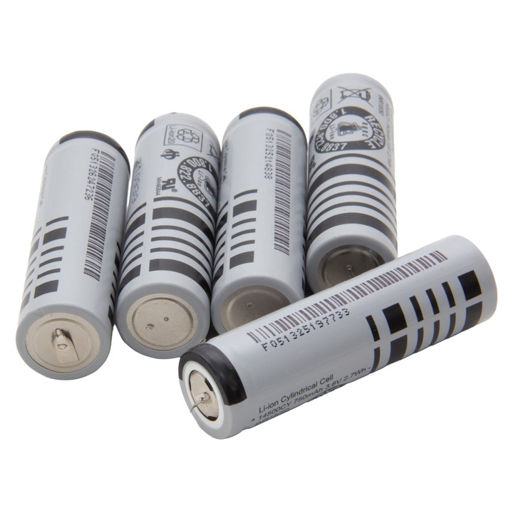 Set 5 acumulatori 14500CY Li-Ion 750mAh 3.6V, 14.0x49.0mm