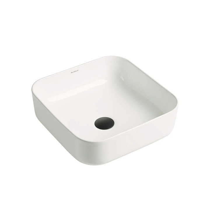 Lavoar baie Elysium, 38.5cm, ceramica sanitară, alb lucios, montaj pe blat