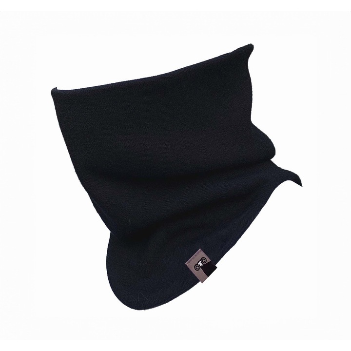 Guler dublat din lana merinos extrafina, Unisex, Negru