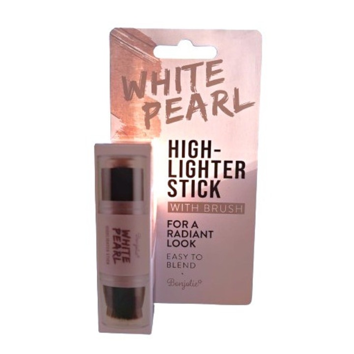 Stick iluminator cu pensula Bonjolie, 6, 8 g, usor de aplicat High-Lighter Stick White Pearl