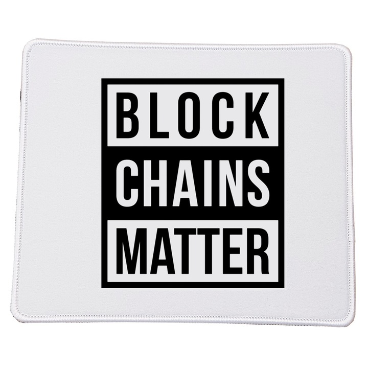 Mousepad Bitcoins Blockchains No.7, 23x20cm, suprafata durabila, textura neteda, baza antiderapanta