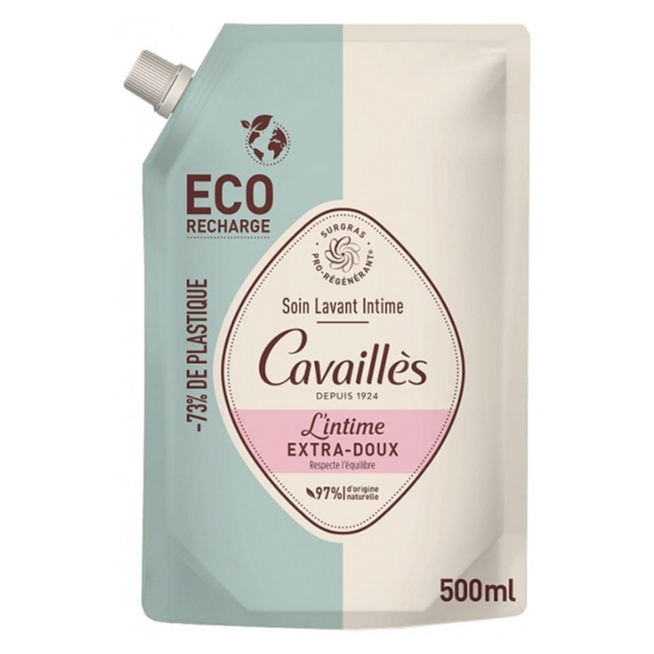 Gel curățare intimă Roge Cavailles Eco-Refill 500 ml, extra-delicat, cu prebiotice, pentru femei