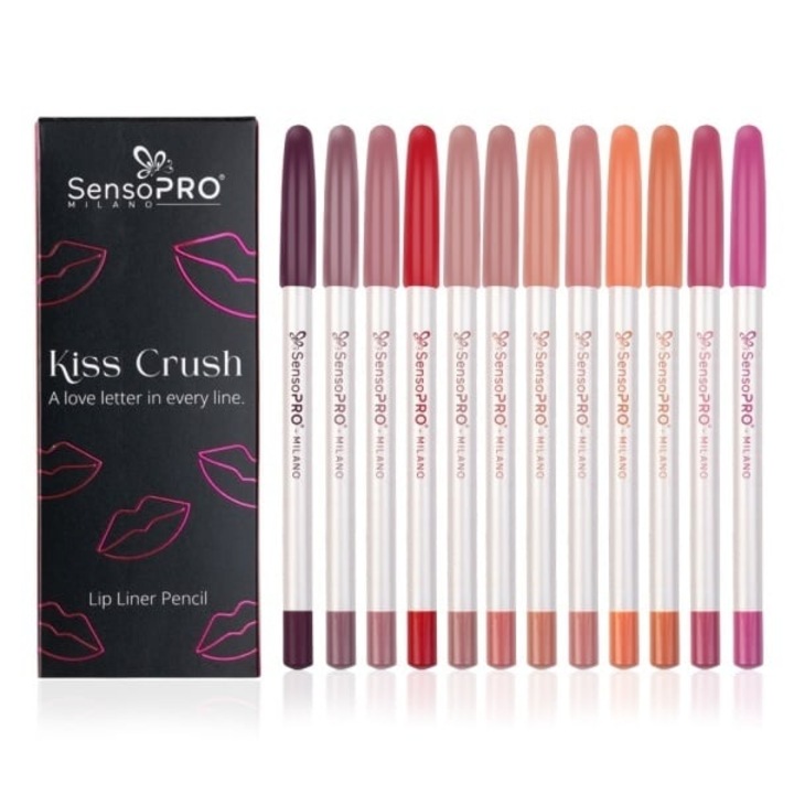 Комплект 12 молива за устни Kiss Crush, SensoPRO Milano, многоцветен