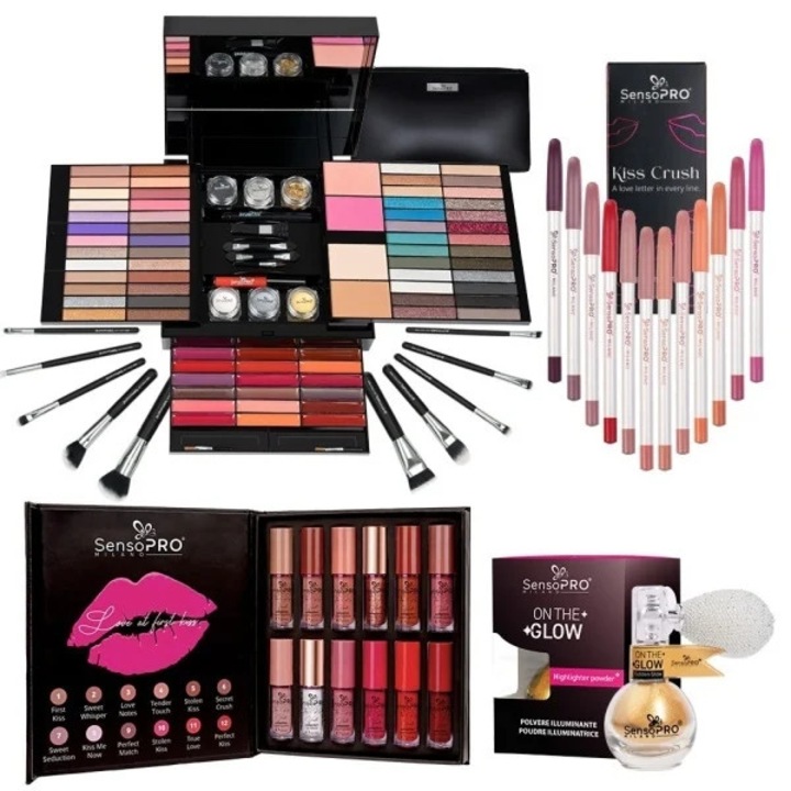 Set Machiaj Christmas Magic, SensoPRO Milano, 12 Rujuri, 12 Creioane de Buze, Multicolor