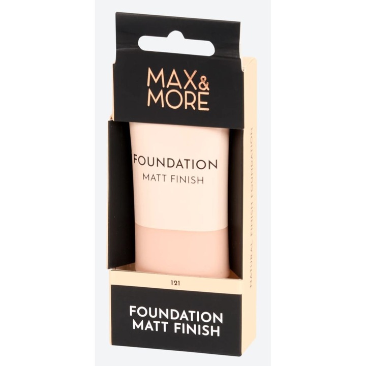 Max & More alapozó, 30 ml, Mattító hatás - Buildable coverage Natural Finish Foundation, kód 121