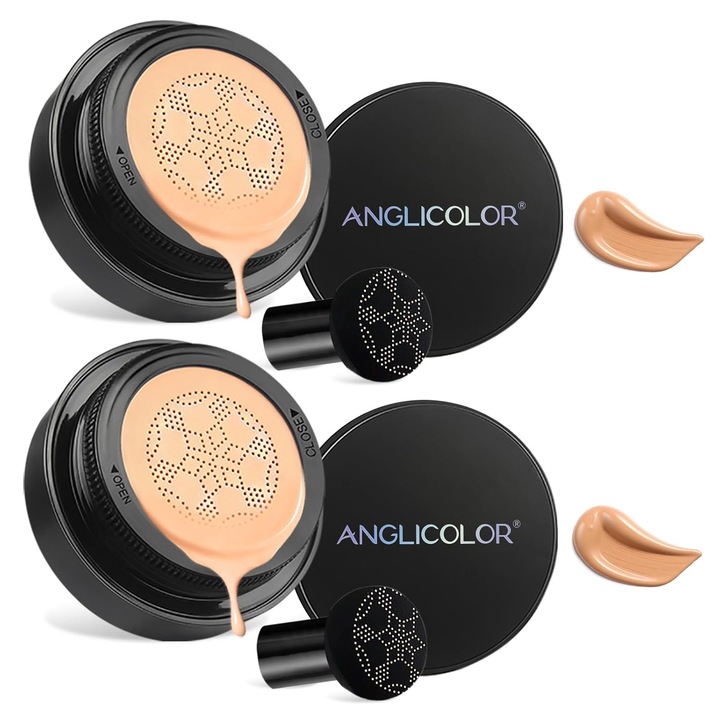 Crema CC tip cushion 2 bucati, 2 x 15 ml, acoperire mare, rezistenta la apa, nuanta #04 Buff Beige