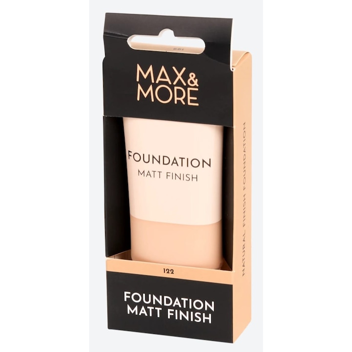 Max & More alapozó, 30 ml, Mattító hatás – Buildable coverage Natural Finish Foundation, kód 122