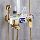 Coloana de Dus, Amalux®, Set de Dus Cu Afisaj Digital si 4 Functii, Termostatata, Corp Din Alama Durabila, Montare Pe Perete, Para De Dus Cu Efect Ploaie, Reglare Facila A Temperaturii, Design Modern Si Rafinat, Alb/Auriu