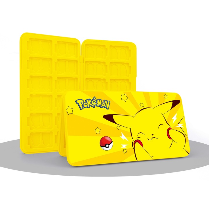 Cutie pentru cartușe jocuri DUOCUOLA Nintendo Switch 2 și OLED, capacitate 24/12 cartușe, design Pichu, dimensiuni 15.9x8.8x1.6cm