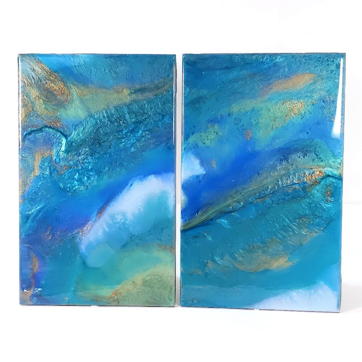 Set tablouri abstracte din rasina, Elvero, 32 cm x 20 cm/ bucata