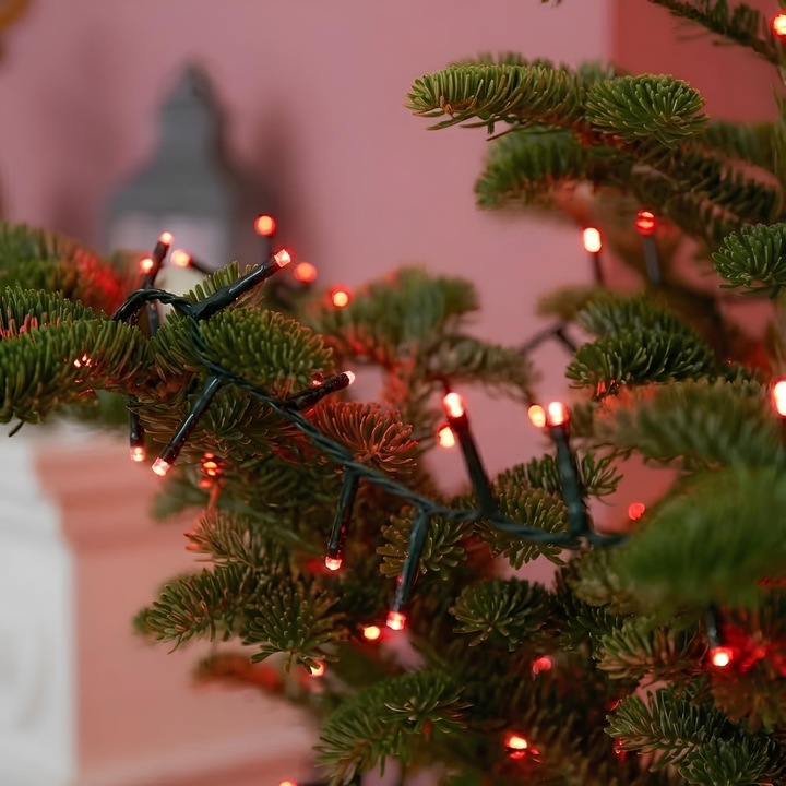 Anedius karácsonyi fényfüzér fára, 9m, 100 LED, 8 fénymód, Piros