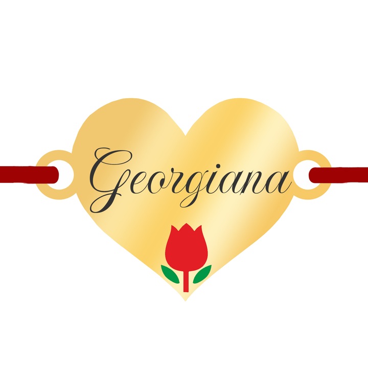 Martisor Bratara Inox Placat Aur 18K Inima Lalea Nume Georgiana