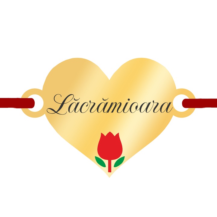 Martisor Bratara Inox Placat Aur 18K Inima Lalea Nume Lacramioara