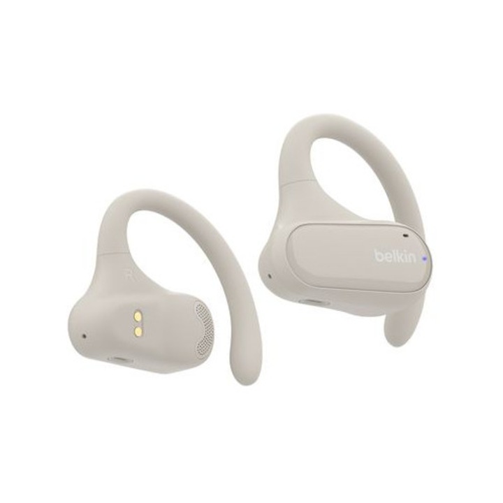 Casti wireless Belkin SoundForm ClearFit, microfon, culoare sand