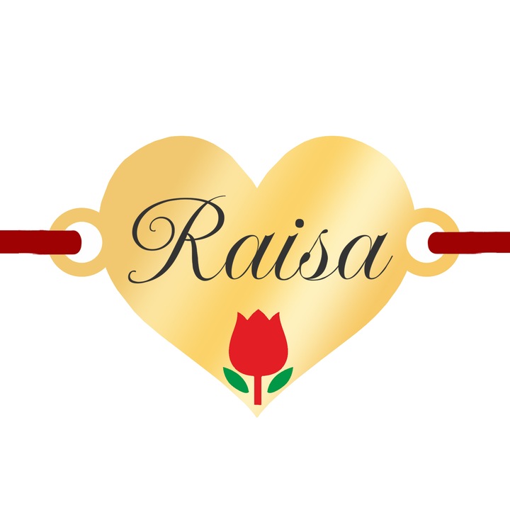 Martisor Bratara Inox Placat Aur 18K Inima Lalea Nume Raisa