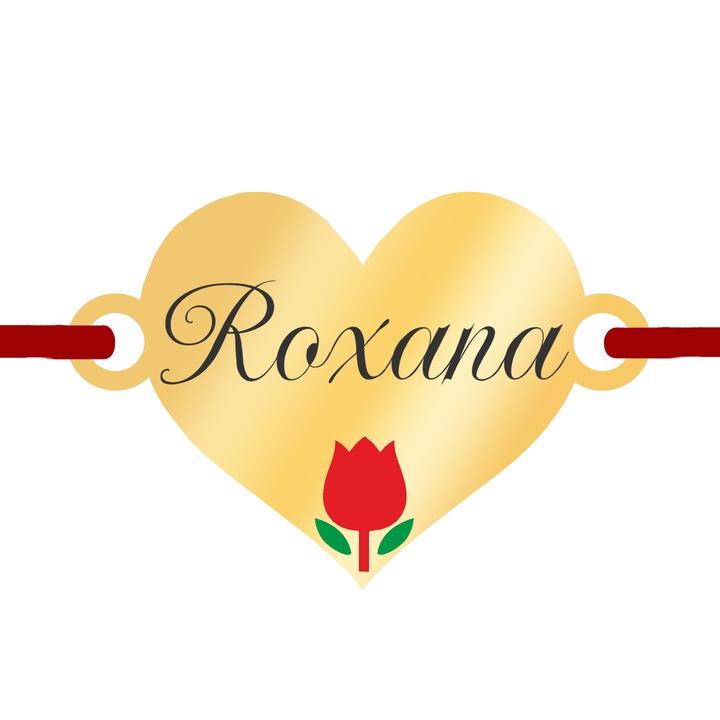 Martisor Bratara Inox Placat Aur 18K Inima Lalea Nume Roxana