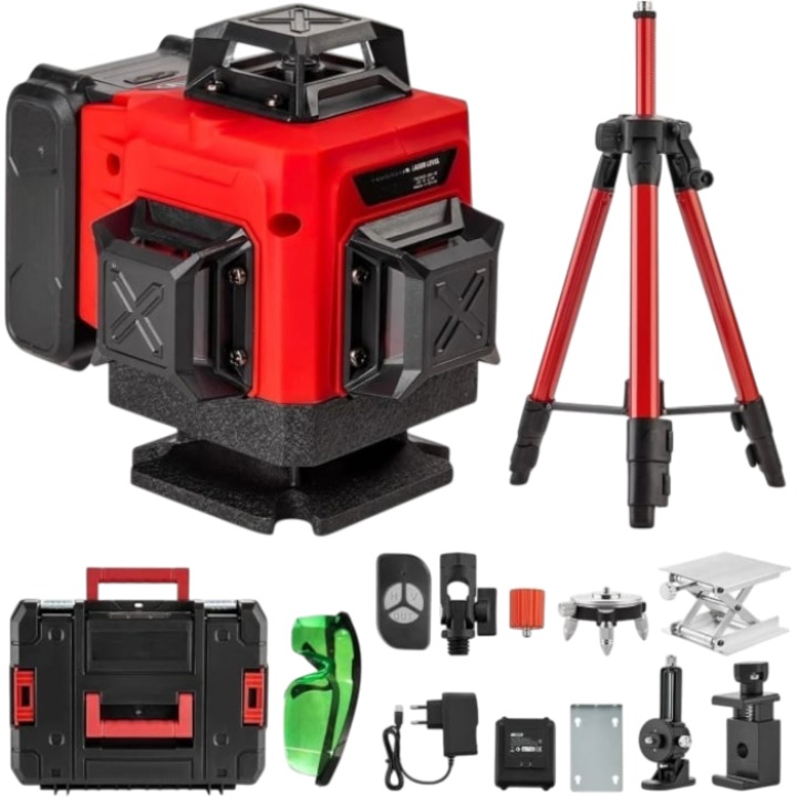 Nivela Laser cu Trepied 16 Linii, 25m, Display LCD, Timp de Nivelare ≤ 5s, ±0.2 mm/1m, Profesional, CAMPION PROFESIONAL