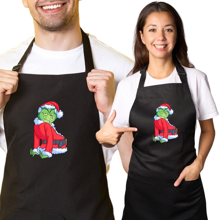 Sort de bucatarie Grinch, cadou de sarbatori, 83x81 cm