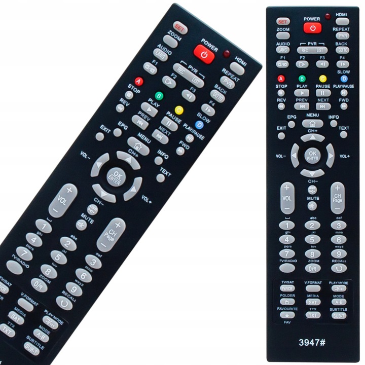 Pilot de control Blow pentru decodor DVB-T TECHNISAT TERRABOX T3, negru cu butoane gri, alimentare cu 2 baterii AA