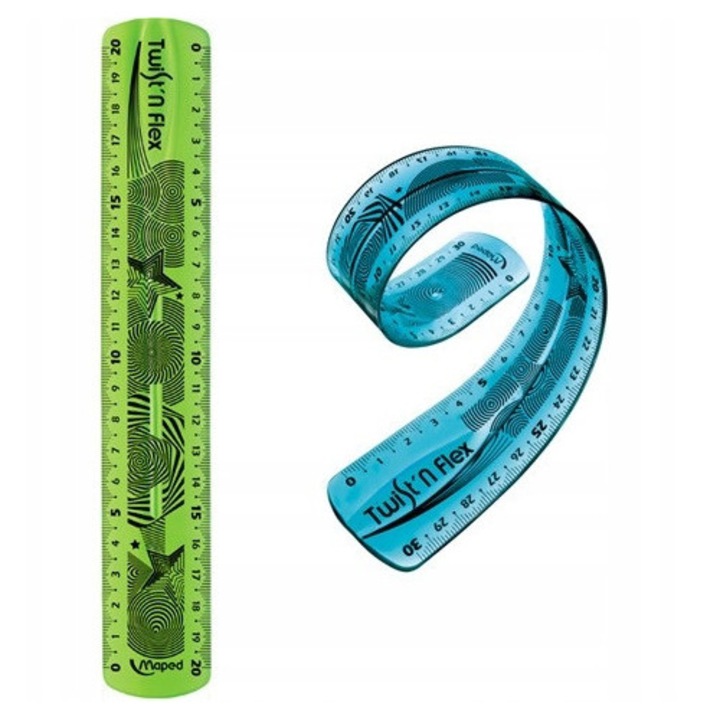 Rigla Flexibila Maped Twist'n Flex 20 cm, Indestructibila, Culori Mix