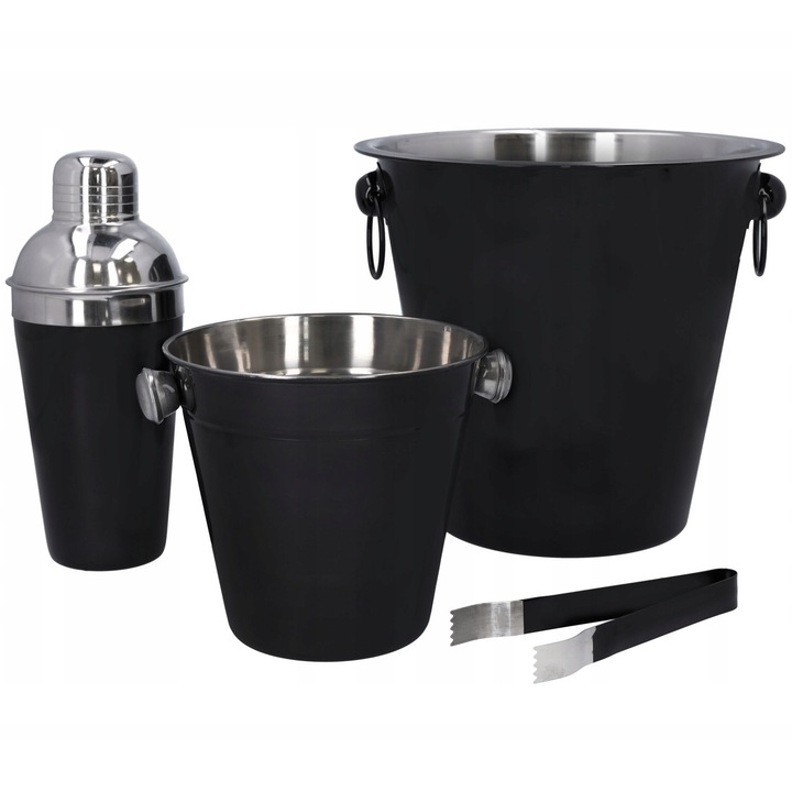 Set Barman Accesorii Cocktailuri: Shaker, Gheata, Cleste - 4 Piese