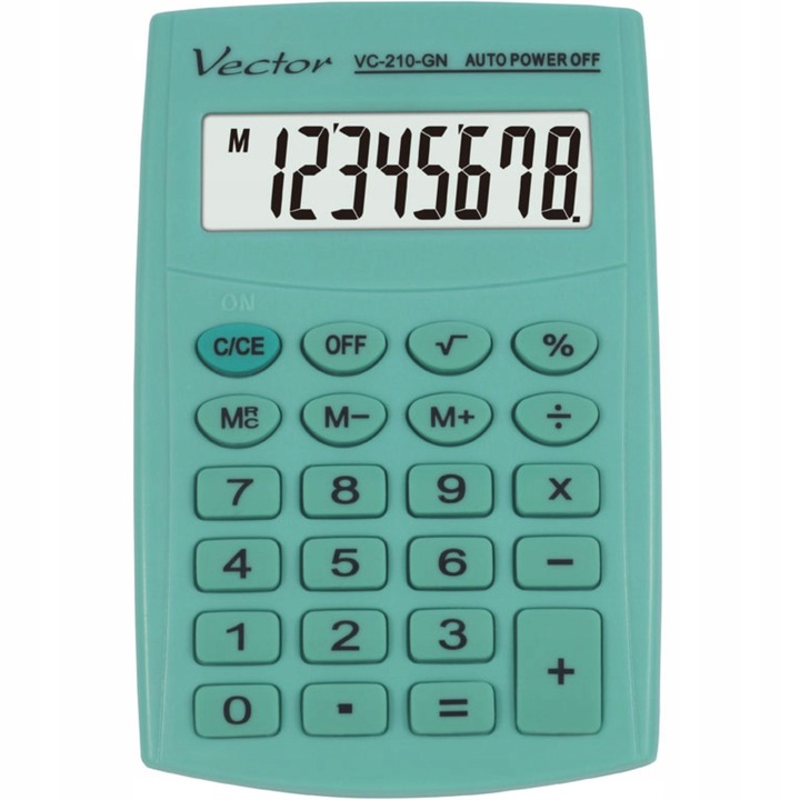 Calculator de birou Vector VC-210 GN, mic, verde, cu butoane gumate