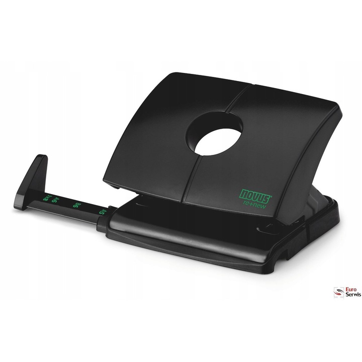 Perforator Novus B216 RE+NEW, Negru, Plastic Reciclat, 16 coli